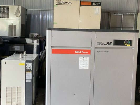 Kho máy nén khí cũ nhật bãi 5.5kw, 7.5kw, 11kw, 15kw, 22kw, 37kw, 55kw, 75kw … đến 110kw Hà Nội