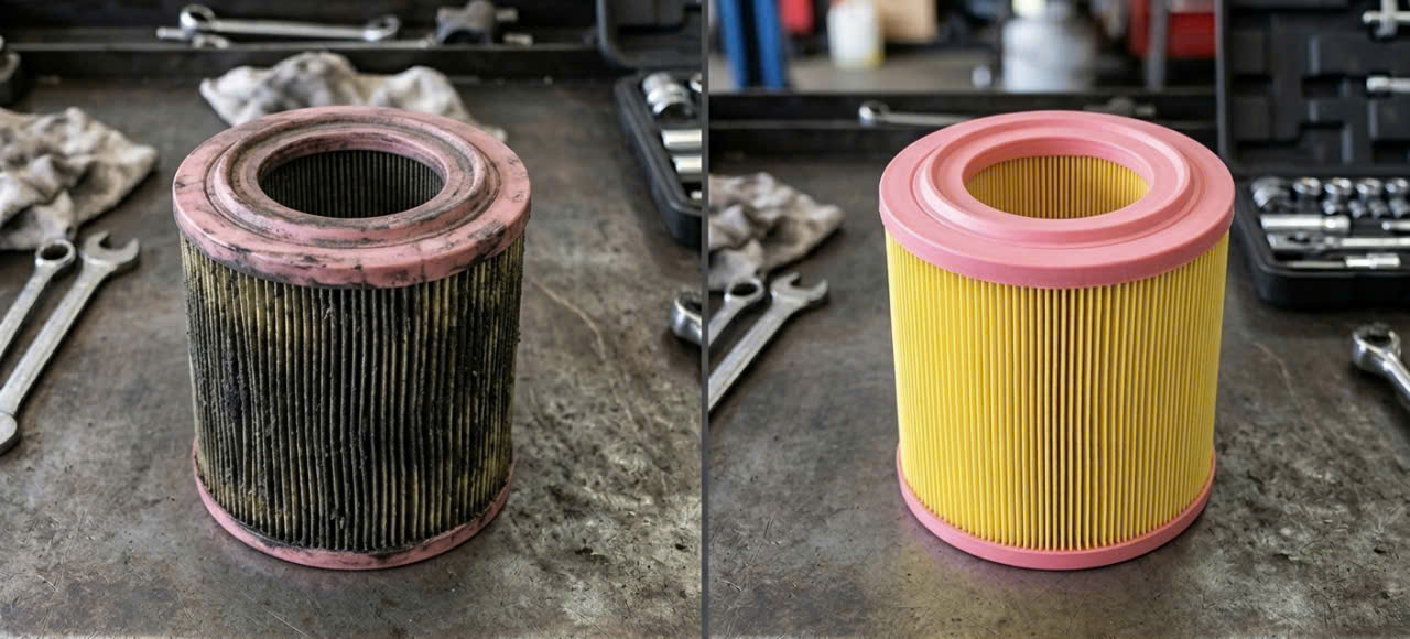 so sánh lọc gió 1 trong các nguyên nhân khiến máy nén khí bị yếu hơi 