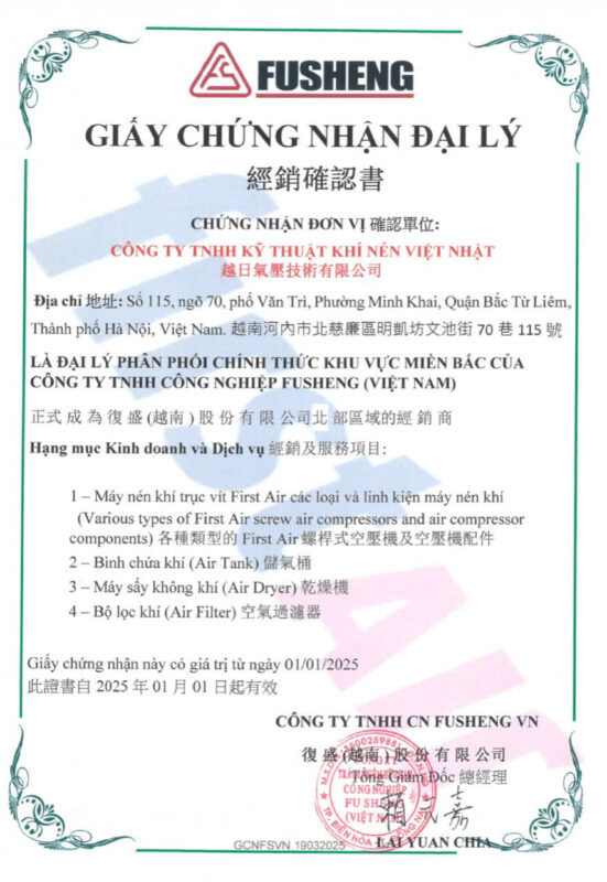 Máy nén khí FirstAir bảo hành 5 năm